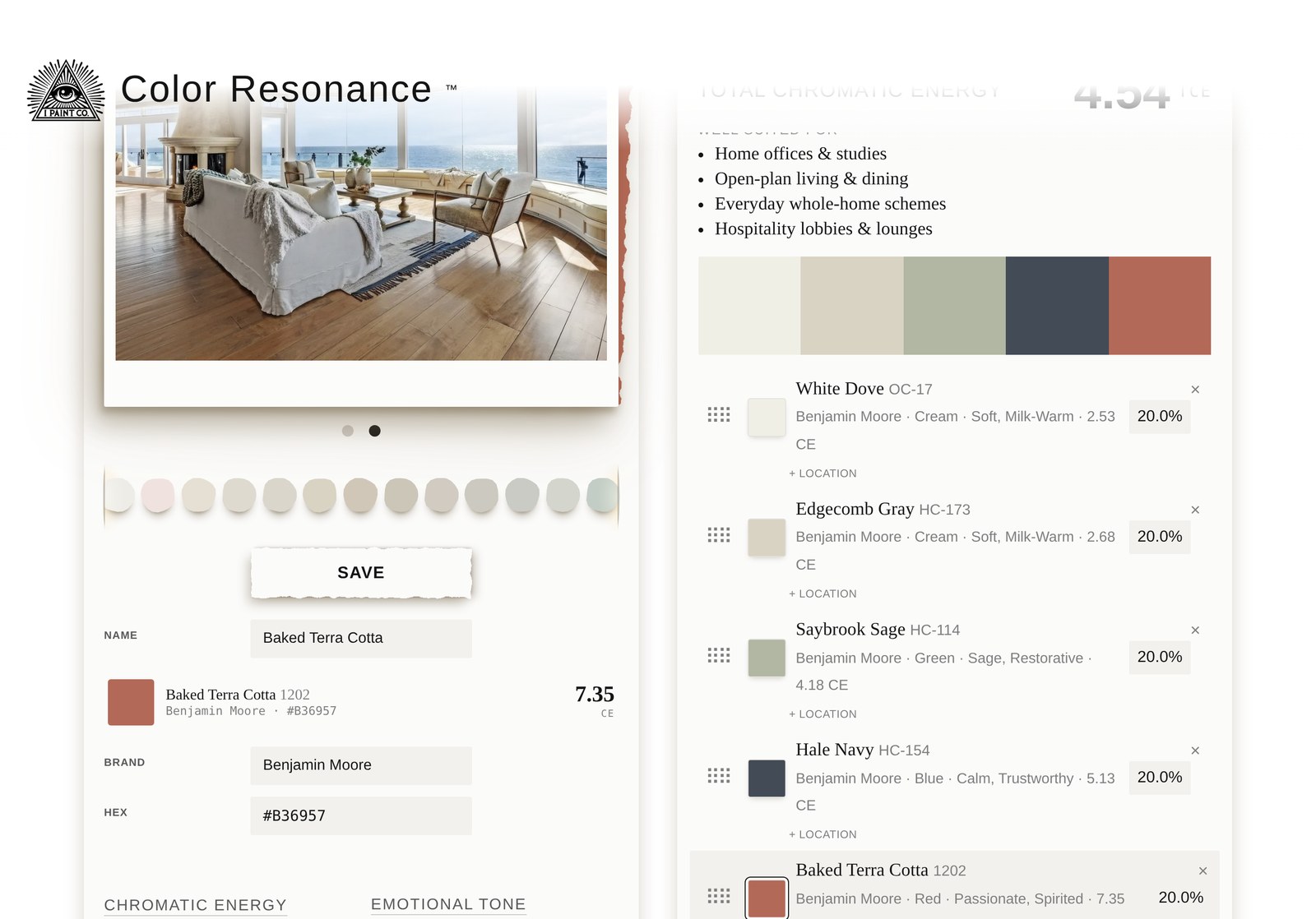 A palette scored as one scheme